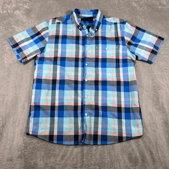 Mountain Hardwear Shirt Mens‎ Large Blue Plaid Button Down Short Sleeve Casual - Picture 1 of 9